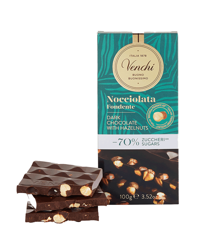 Venchi  Dark Chocolaate Hazelnuts -70% Sugars 100g